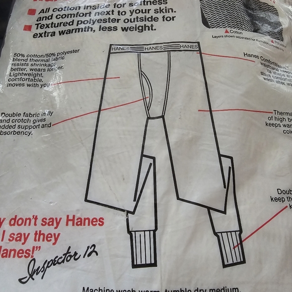 Hanes Men Size X-Large Thermal Bottom Long Johns New Dead Stock Vintage 1987 - Picture 3 of 7